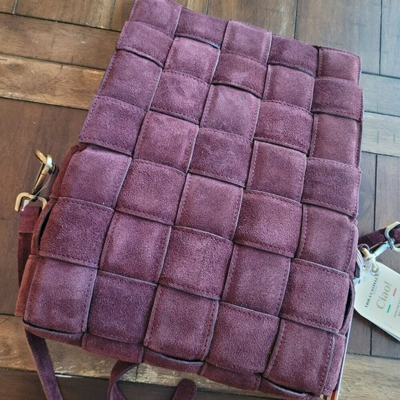 Viola Castellani Bordo R5080C-SC34 Woven Suede Crossbody Bag - Picture 6 of 9